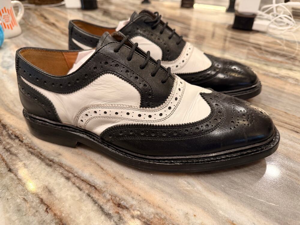 Paul Malone Palm Beach Black White Spectator Wingtip Oxfords Men 11 Like New